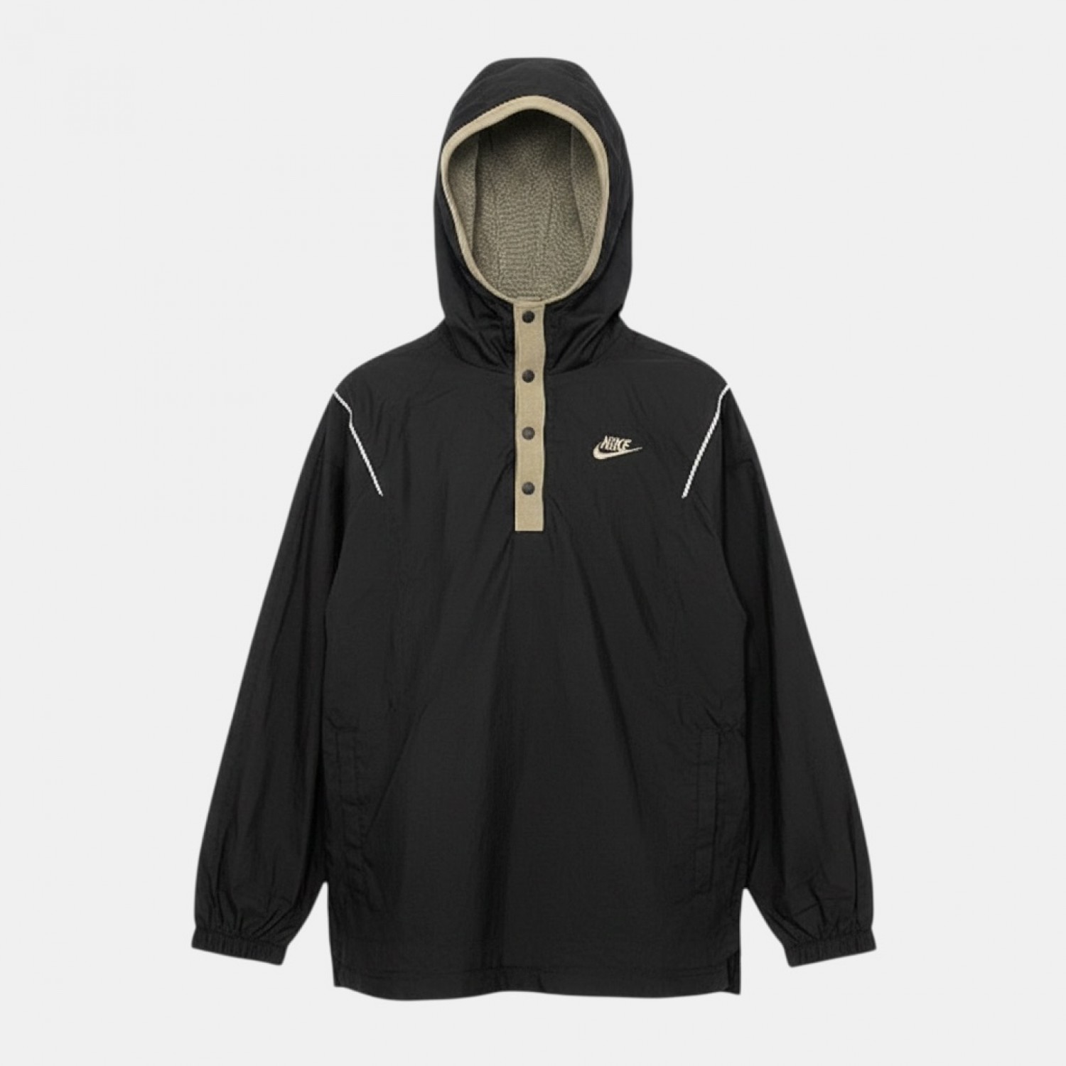 Nike Hooded Pullover Jacket Μαύρο Μπεζ /pre owned